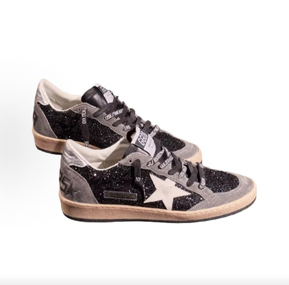 Golden Goose Ball Star Women's Black Low-Top Sneakers – Goat Leather, Round Toe, Lace-Up, Star Motif