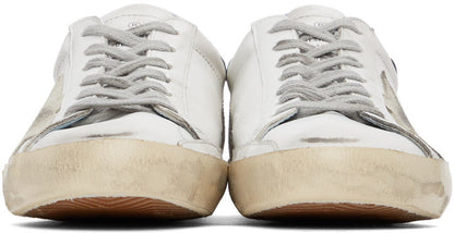 GOLDEN GOOSE White & Blue Super-Star Sneakers