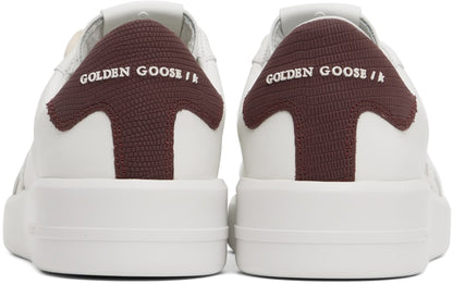 GOLDEN GOOSE White & Burgundy Purestar Sneakers