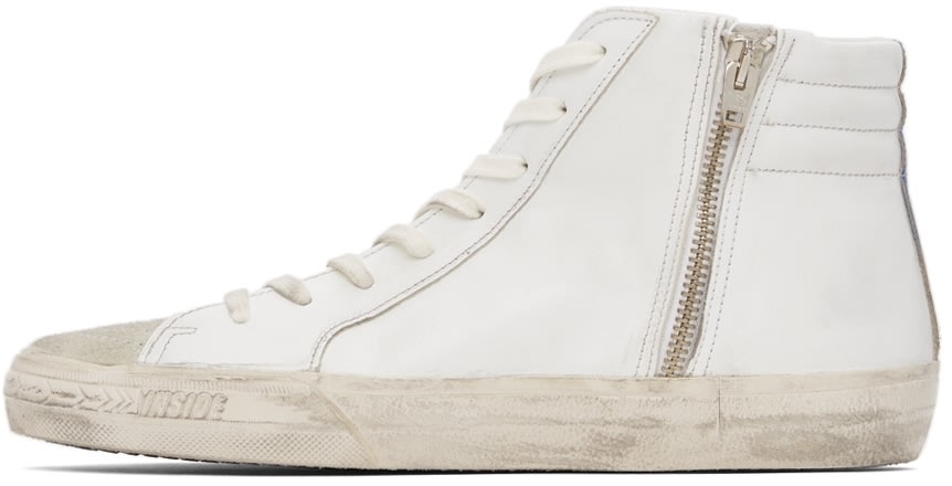 GOLDEN GOOSE White Leather & Suede Slide Classic High-Top Sneakers