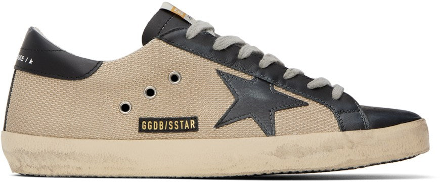 GOLDEN GOOSE Beige & Black Super-Star Sneakers