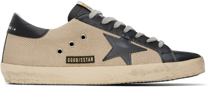 GOLDEN GOOSE Beige & Black Super-Star Sneakers