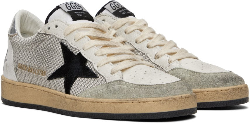 GOLDEN GOOSE White & Gray Ball Star Sneakers