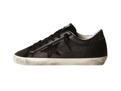 GOLDEN GOOSE Super-Star in black nappa with black star and glitter heel tab