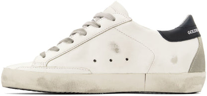 GOLDEN GOOSE White & Navy Stardan Sneakers