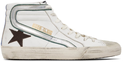 GOLDEN GOOSE White Leather & Suede Slide Classic High-Top Sneakers