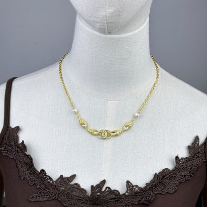 18K  Chanel 26C Crystal Gold Necklace