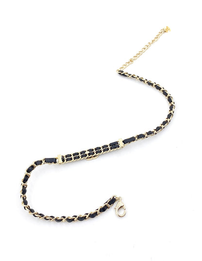 18K  Chanel Leather Choker Necklace